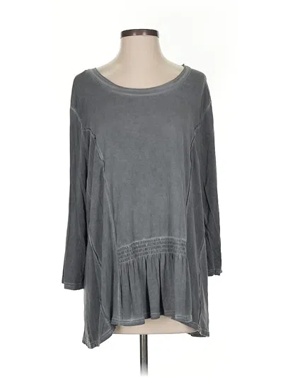Pre-owned Pol 3/4 Sleeve Top Gray Boatneck Tops