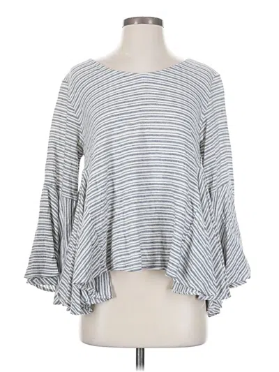 Pre-owned Pol 3/4 Sleeve Top Gray Boatneck Tops