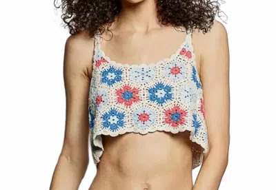 Pol Adeline Boho Crochet Top In Red/white/blue In Multi