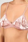 Pol Adjustable Strap Velvet Layer Trim Bralette In Dusty Pink