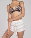 Pol Adjustable Strap Velvet Layer Trim Bralette In Mocha