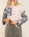Pol Americana Flag Sweater In Powder Pink