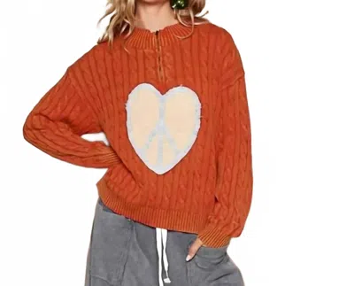 Pol Apple Red Heart Sweater In Pale Red In Orange
