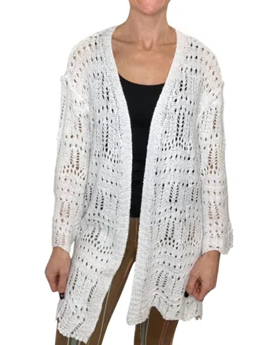 Pol Aubrey Open Knit Kimono Sweater In Off White