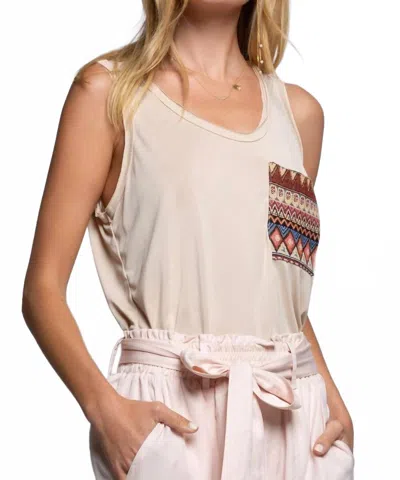Pol Aztecs Rose Petal Knit Top In Almond In White