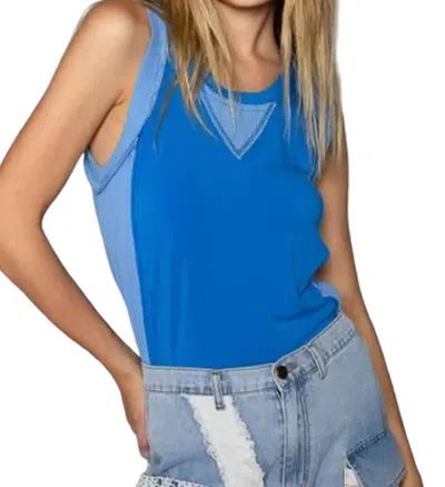 Pol Back Zipper Tank Top In Clear Blue In Multi