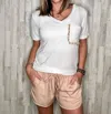 Pol Bailey Detailed Pocket Top In White In White