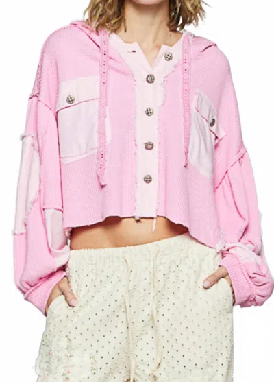 Pol Balloon Sleeve Cropped Jacket In Candy Pink