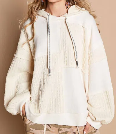 Pol Balloon Sleeve Cut Sew Sweater Knit Top In Cream