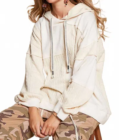 Pol Balloon Sleeve Cut Sew Sweater Knit Top In Cream In White