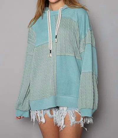 Pol Balloon Sleeve Cut Sew Sweater Knit Top In Jade Green In Multi