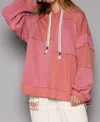 Pol Balloon Sleeve Cut Sew Sweater Knit Top In Mauve In Multi