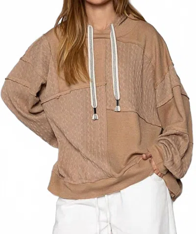 Pol Balloon Sleeve Cut Sew Sweater Knit Top In Mocha In Brown