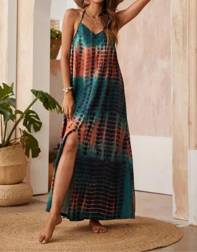 Pol Bamboo Hand Dip Dye Wash Dress In Olive Green Multi