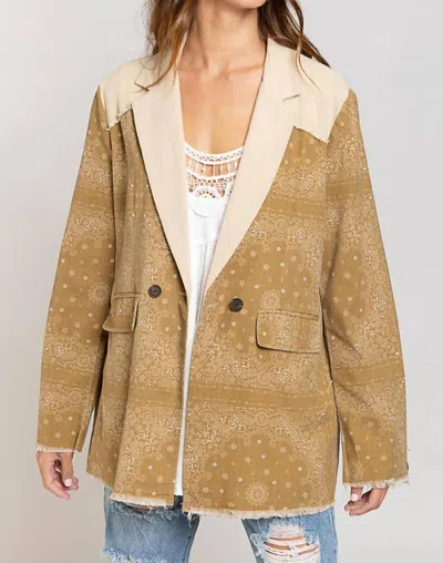 Pol Bandana Print Blazer In Mustard In Yellow