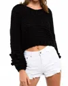 Pol Bauble Hearts Crop Chunky Knit Top In Jet Black In Black