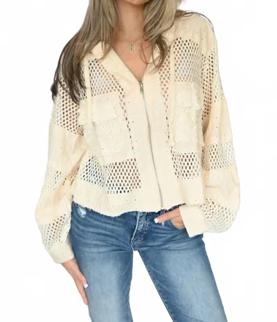 Pol Bella Crochet Hooded Top In Oatmeal In Neutral