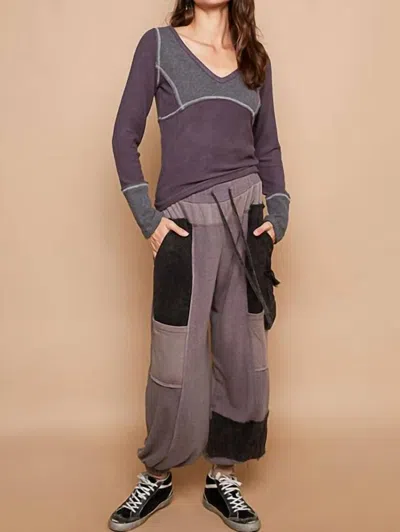 Pol Black Detailed Pants In Charcoal In Pink