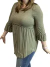 Pol Boho Babydoll Top In Green In Green