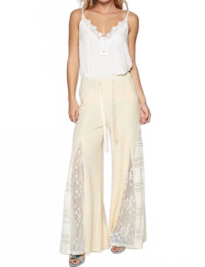 Pol Boho Lace Wide Leg Pant In Beige In Neutral