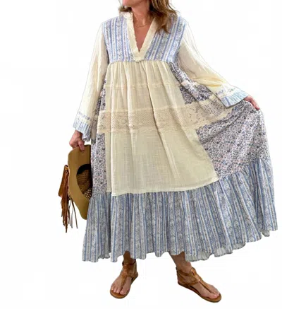Pol Boho Multi Dress In Natural Blue