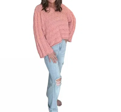 Pol Breezy Sweater In Peach Fuzz In Multi