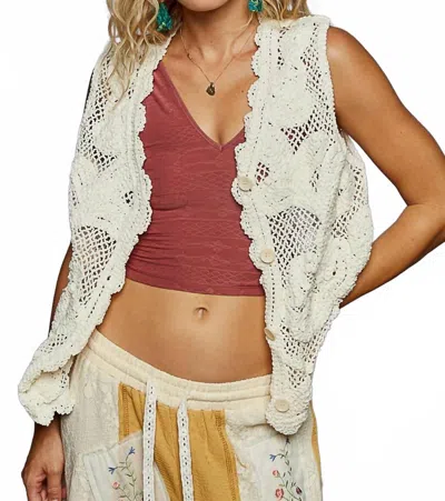 Pol Bring Her Back Crochet Vest In Beige In Multi