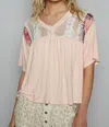 Pol Brynn Lace Panel Blouse In Light Pink In Pink