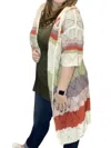 Pol Cactus Flower Hooded Cardigan In Multi Color In Multi