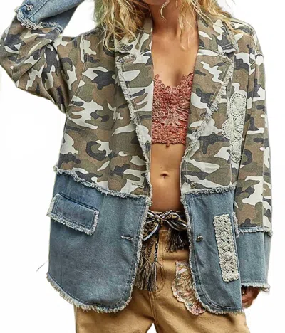 Pol Camo Half Denim Jacket In Multi