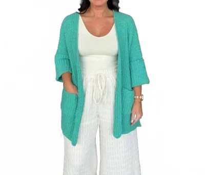 Pol Cardigan Sweater With Pockets In Emerald Mint In Green