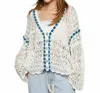 Pol Cardigan With Rope Trim In Off White In White