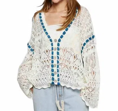 Pol Cardigan With Rope Trim In Off White