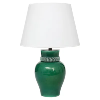 Pre-owned Pol Chambost Green Glazed Ceramic Lamp, 1930's, Signed ‘made In France'