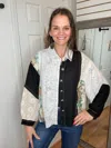 Pol Charlotte Button Down Layering Top In Black/white In Multi