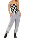 Pol Checkerboard Pattern Tube Top Sweater In Black/white In Multi
