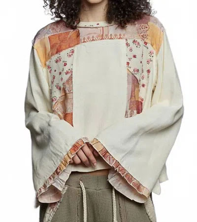 Pol Clancy Patchwork Relaxed Top In Cream In Neutral