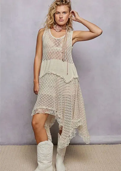Pol Coastal Crochet Cotton Dress In Cream In Neutral