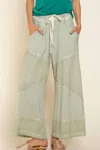 Pol Contrast Knit Culottes In Desert Sage In Blue