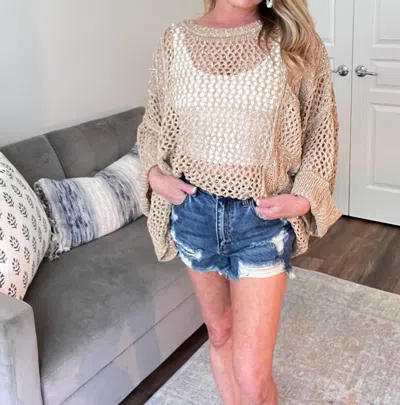 Pol Contrast Knit Spring Sweater In Tan In Brown