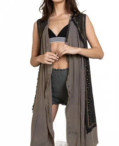 Pol Contrast Panels Stud Vest In Black