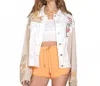 Pol Contrast Thermal Sleeve Paisley Patch Button Down Shacket In White In White