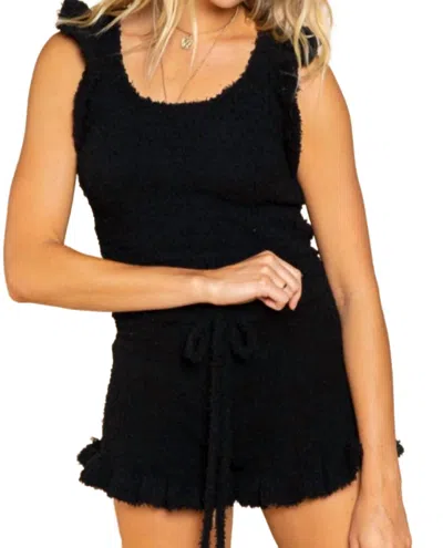 Pol Cozy Flutter Sleeve Crop Cami In Black