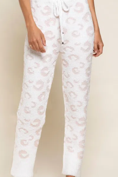 Pol Cozy It Up Leopard Pants In Pink/white