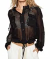 Pol Crochet All Day Hooded Jacket In Black In Black