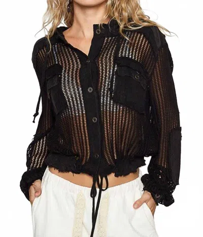 Pol Crochet All Day Hooded Jacket In Black