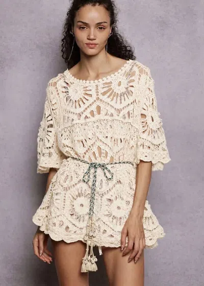 Pol Crochet Boho Top In Cream In Neutral