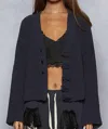 Pol Crochet Button Down Cardigan In Black In Black