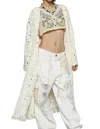 Pol Crochet Fringe Open Front Longline Cardigan In Cream In Neutral