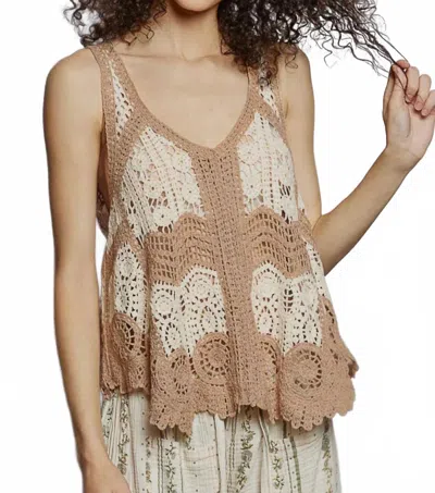 Pol Crochet Knit Top In Natural In White